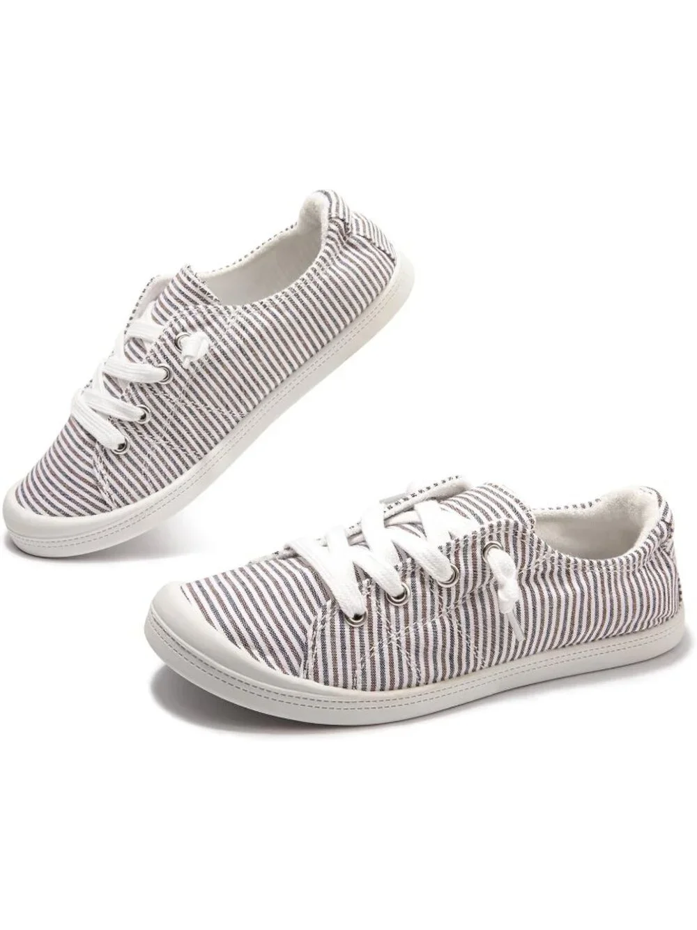 Womens Blue Brown Canvas Slipon Sneaker Low Top Walking Shoes Fashion Sneakers